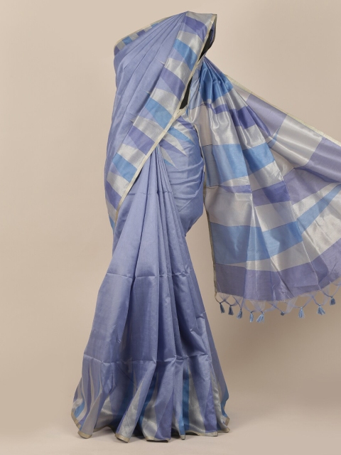

Pothys Blue Solid Jute Silk Saree