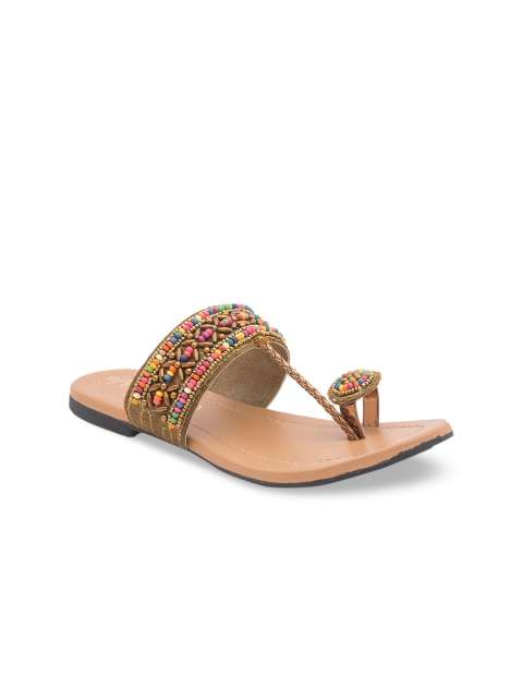 

WALK N STYLE COLLECTION Women Beige Embellished One Toe Flats
