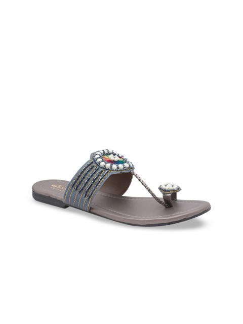 

WALK N STYLE COLLECTION Women Grey Embellished One Toe Flats