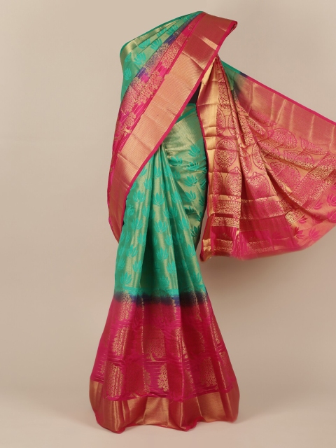 

Pothys Green & Pink Jute Silk Woven Design Saree