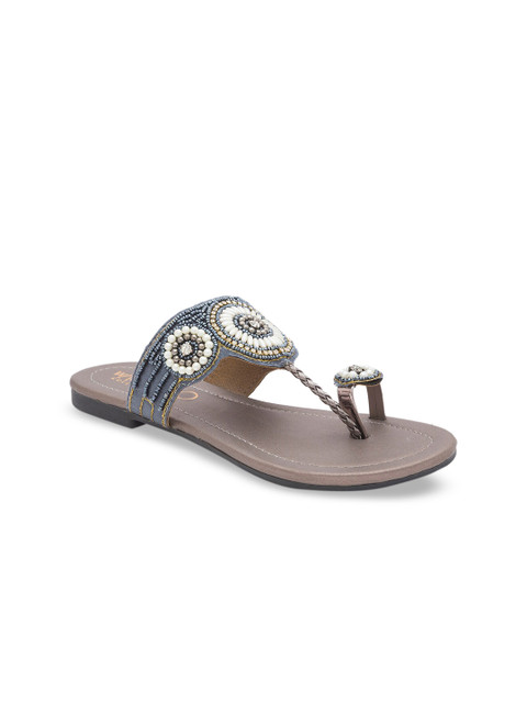 

WALK N STYLE COLLECTION Women Grey Embellished One Toe Flats