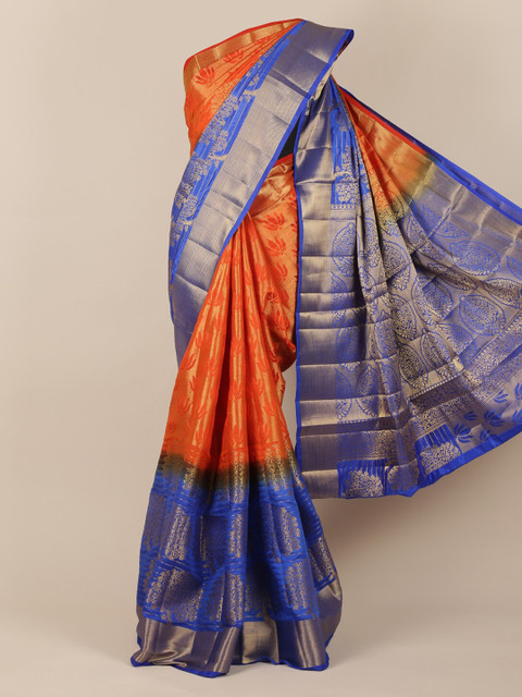 

Pothys Orange Woven Design Jute Silk Saree