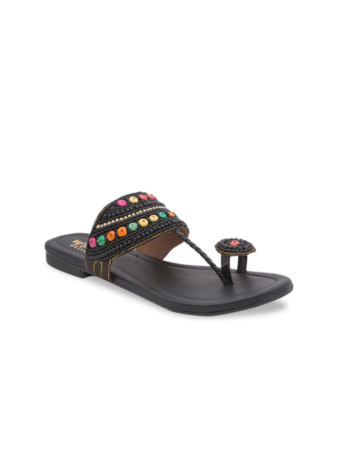 

WALK N STYLE COLLECTION Women Black Embellished One Toe Flats