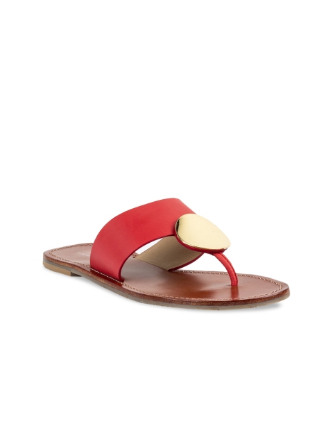 

Vanilla Moon Women Red Solid Leather Open Toe Flats