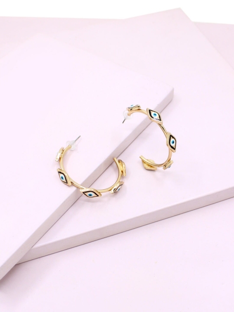

Runway Ritual Multicoloured & Gold-Plated Circular Half Hoop Earrings, Multi