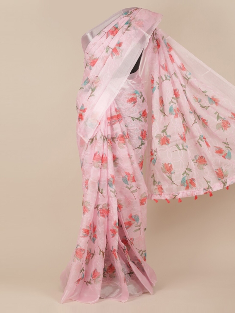 

Pothys Pink Printed Organza Saree