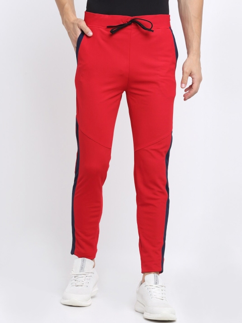 

NEUDIS Men Red Solid Structured Slim-Fit Track Pants