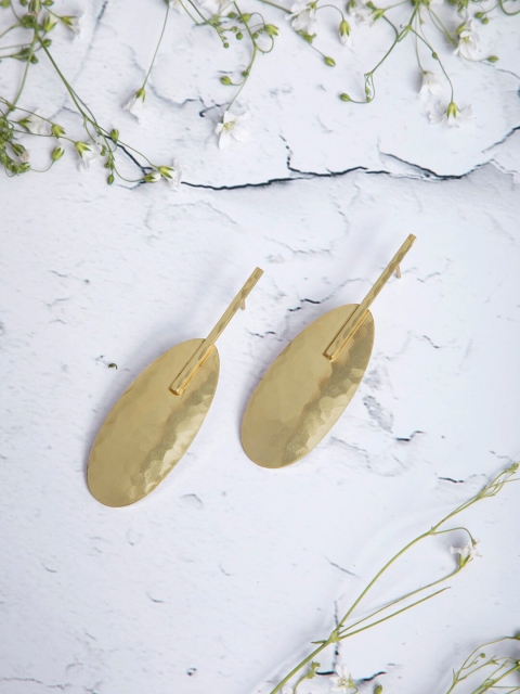 

INDYA Gold-Plated Leaf Shaped Drop Earrings