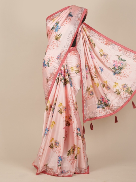 

Pothys Pink Printed Satin Saree