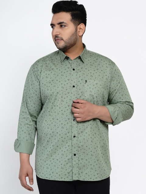 

John Pride Men Green & Black Regular Fit Printed Casual Shirt