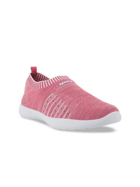 

Sparx Women Off-White Woven Design Slip-On Sneakers, Pink
