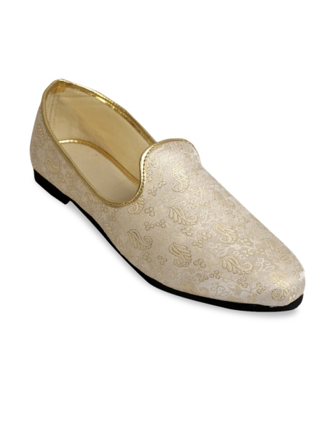 

PANAHI Men Cream-Coloured & Beige Printed Handmade Mojaris