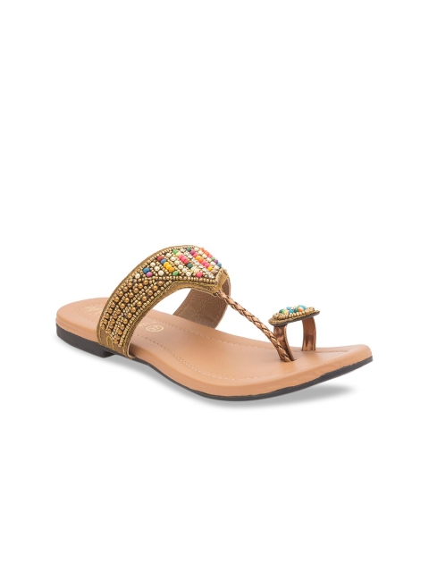 

WALK N STYLE COLLECTION Women Beige Embellished One Toe Flats
