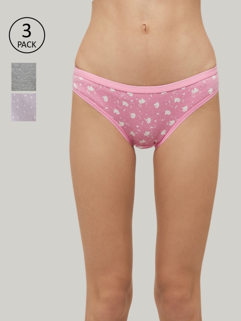 

max Women Pack Of 3 Pink & Grey Basic Briefs NOOSSP21BK13LILAC