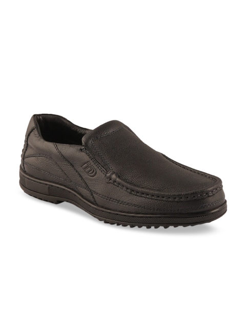 

ID Men Black Solid Leather Formal Slip-On Shoes