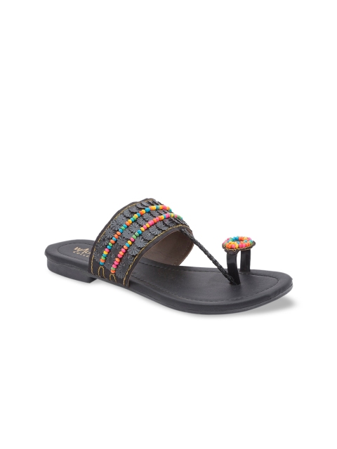 

WALK N STYLE COLLECTION Women Black Embellished One Toe Flats