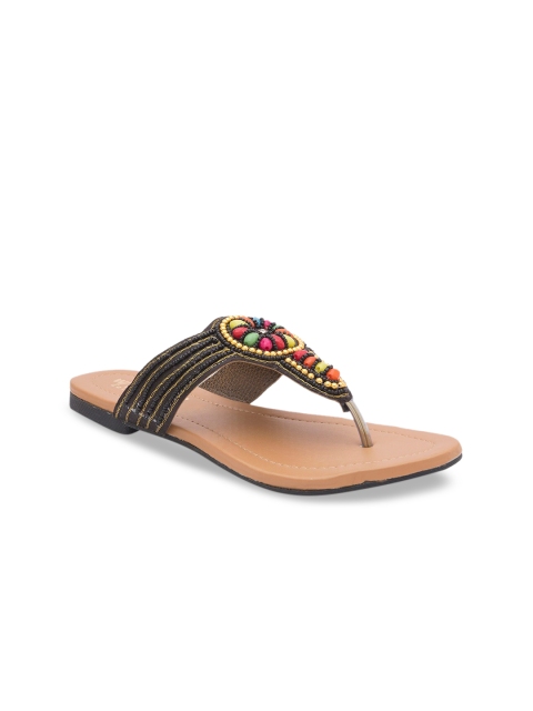 

WALK N STYLE COLLECTION Women Black Embellished Open Toe Flats