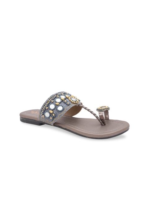 

WALK N STYLE COLLECTION Women Grey Embellished Open Toe Flats