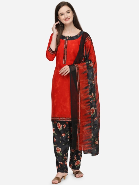 

VENISA Women Red & Blue Printed Kurta with Salwar & Dupatta