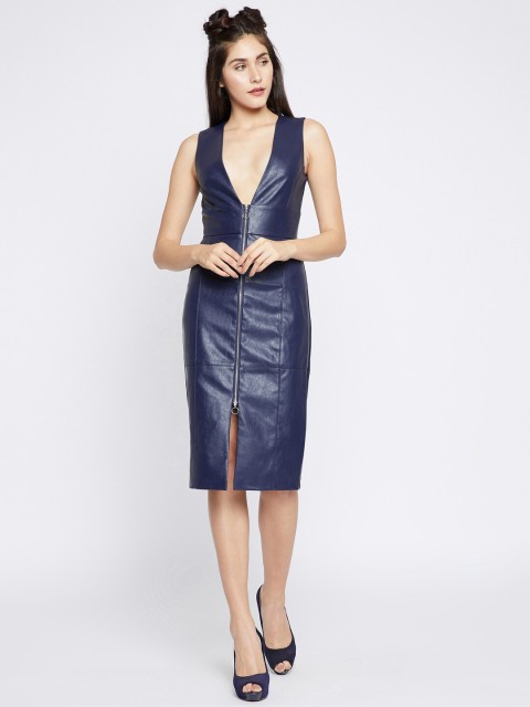 

Madame Women Navy Blue Solid Bodycon Dress