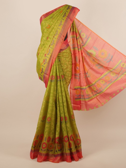 

Pothys Green Printed Jute Silk Saree
