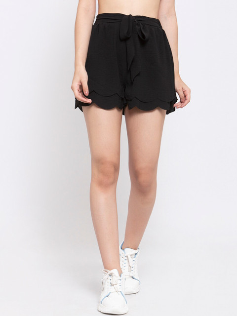 

iki chic Women Black Solid Regular Fit Regular Shorts