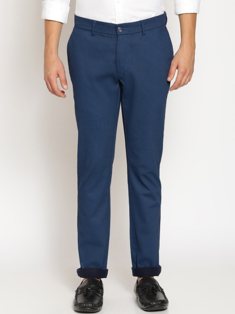 

Basics Men Navy Blue Tapered Fit Solid Regular Trousers