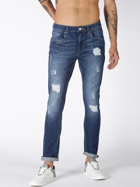 

Blue Saint Men Blue Slim Fit Mid-Rise Mildly Distressed Jeans