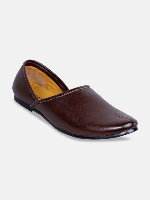 

PANAHI Men Coffee Brown Solid Mojaris