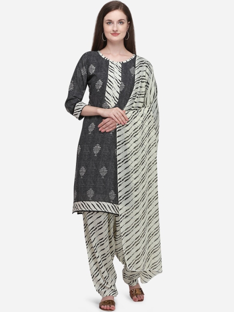 

VENISA Women Black & Cream-Coloured Printed Kurta with Salwar & Dupatta