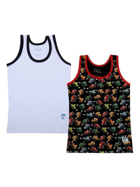 DChica Boys Pack Of 2 Cotton Innerwear Vests, Black