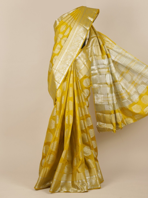 

Pothys Yellow Woven Design Jute Silk Saree