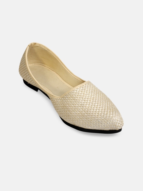 

PANAHI Men Cream-Coloured Woven Design Handmade Mojaris