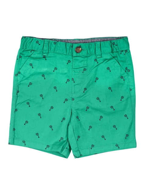 Lil Lollipop Boys Green Printed Regular Fit Regular Shorts