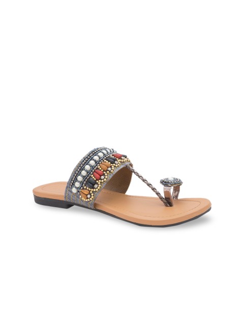 

WALK N STYLE COLLECTION Women Grey Embellished One Toe Flats
