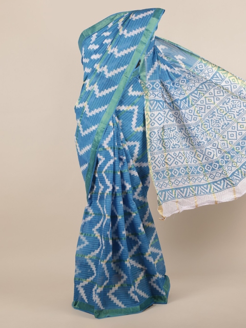 

Pothys Blue & White Pure Cotton Printed Saree