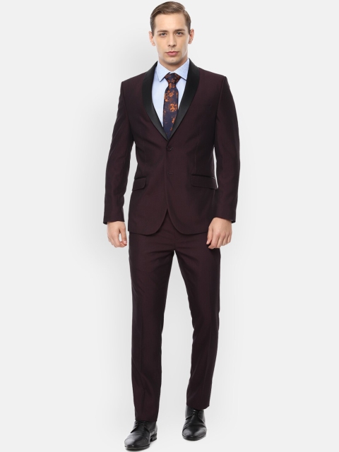 

Van Heusen Men Maroon Solid Slim-Fit Tuxedo Two-Piece Formal Suit