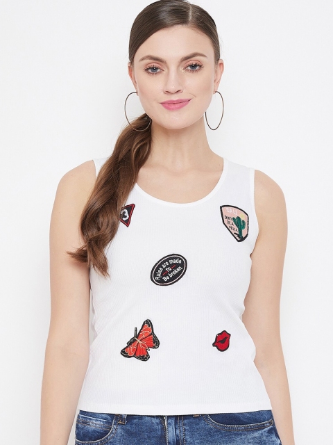 

Madame White Embroidered Tank Top