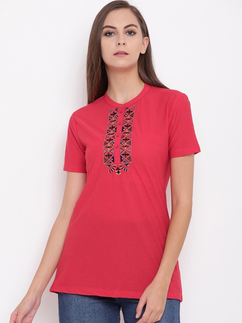 

Miss Grace Red & Navy Blue Regular Top