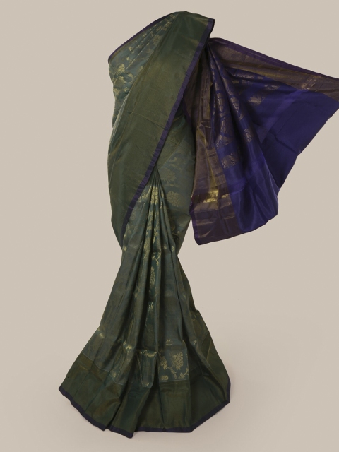 

Pothys Grey & Blue Pure Silk Woven Design Kanjeevaram Saree