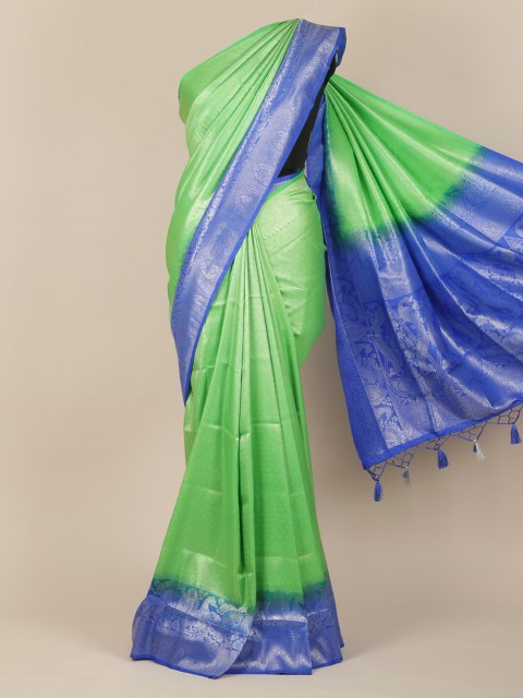 

Pothys Green & Blue Jute Silk Woven Design Saree