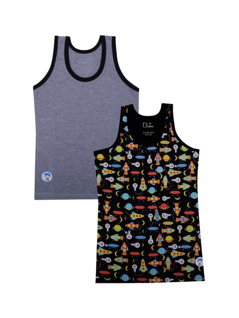 

DChica Boys Pack Of 2 Cotton Basic Vests, Black