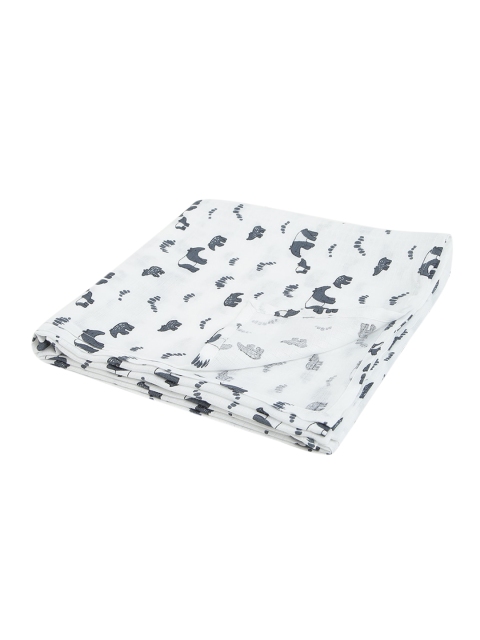

berrytree Infant Kids White & Black Bear Printed Swaddle Wrap