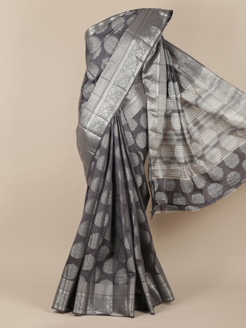 

Pothys Grey & Silver-Toned Jute Silk Woven Design Saree