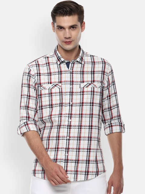 

Louis Philippe Jeans Men White & Black Slim Fit Checked Casual Shirt