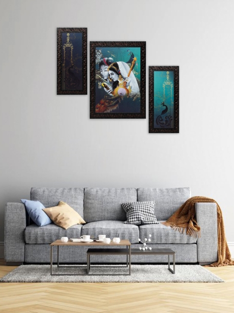

Indianara Set Of 3 Digitally Printed Radha Krishna Framed Art Prints, Blue