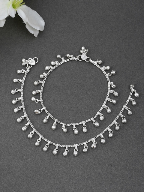 

Silvermerc Designs Set Of 2 Silver-Plated Classic Chain Ghungroo Anklet