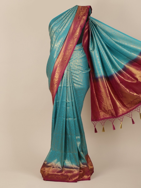 

Pothys Blue Woven Design Jute Silk Saree