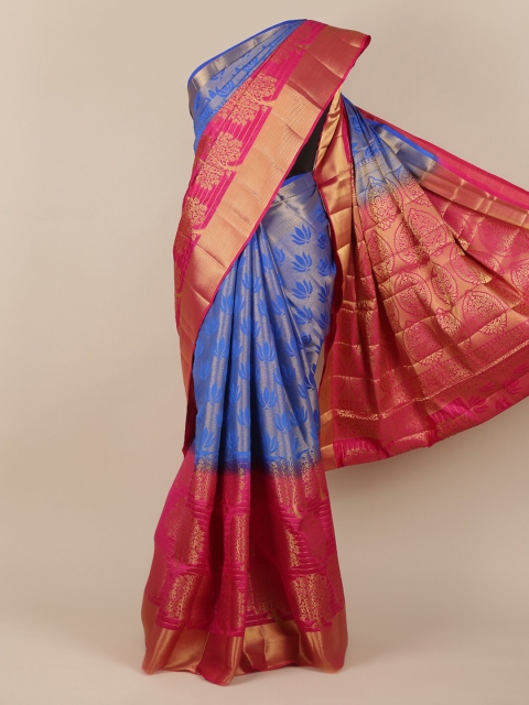 

Pothys Blue & Pink Jute Silk Woven Design Saree