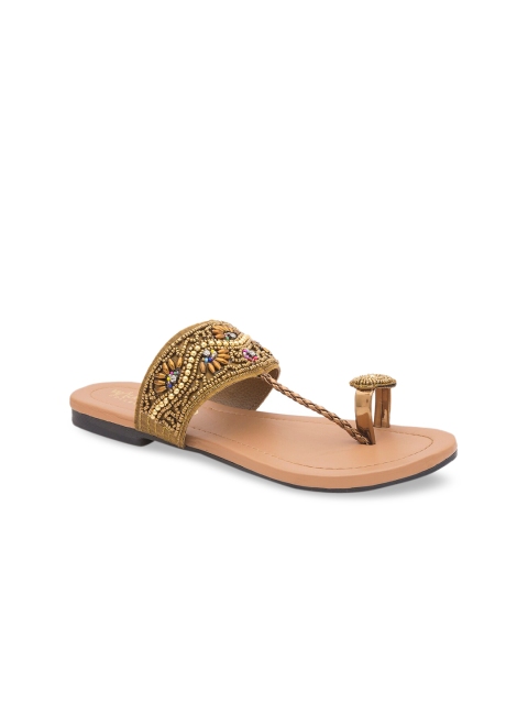 

WALK N STYLE COLLECTION Women Beige Embellished One Toe Flats
